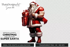 Super Santa Claus Clipart, Christmas PNG Sublimation V3 Product Image 1