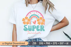 Super Teacher SVG | Boho Teacher SVG | Teacher PNG Product Image 1