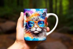 Watercolor Sublimation Cute Cat Mug Wrap Design Product Image 2