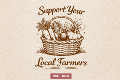 Support Your Local Farmers SVG - Vegetable Basket PNG Design Product Image 1
