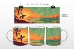 Surf Beach Sunset Mug Wrap PNG