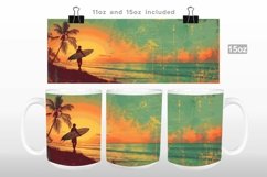 Surf Beach Sunset Mug Wrap PNG