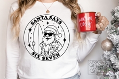 Surf Santa Says Six Seven SVG PNG Funny Christmas Teen Shirt Product Image 3