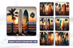 Surfboard Beach Square Coaster Sublimation Design Bundle Product Image 1