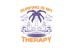 Surfing Is My Therapy Retro Summer T-shirt Design Product Image 1