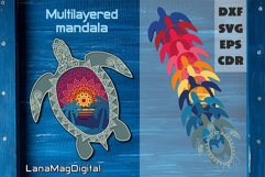 Surfing Paradise -- Set of 3 layered designs of mandalas with Beach sunrise, Palm trees, Vintage surf van and surfboards / Sea turtle with Sunset on the Beach / Surfer on the waves. These designs are made for any compatible cutting machines