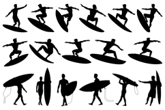 Surfing or Surfer Silhouette SVG Bundle Product Image 1