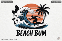 Tropical Summer Surfing PNG Sublimation Product Image 1