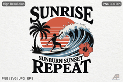 Tropical Summer Surfing PNG Sublimation Product Image 1