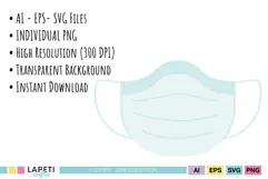 Surgical mask clipart collection with simple clean shapes
