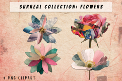 Surreal Flower Clipart Mixed Collage Style PNG Product Image 1