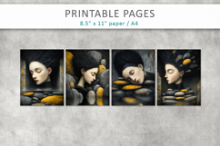 Surreal Woman Face Art Pages,Textured Printable Art Product Image 2