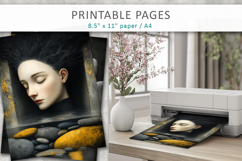 Surreal Woman Face Art Pages,Textured Printable Art Product Image 3