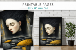 Surreal Woman Face Art Pages,Textured Printable Art Product Image 1