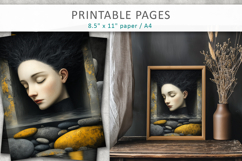 Surreal Woman Face Art Pages,Textured Printable Art Product Image 4