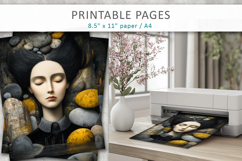 Surreal Woman Portrait Printable, Junk Journal Art Product Image 3