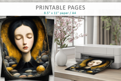 Surreal Woman Face Art Pages, Junk Journal Art Product Image 3