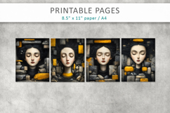 Surreal Woman Face Art Pages, Printable Portraits Product Image 2