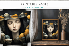Surreal Woman Portraits,Textured Printable Art Pages Product Image 1