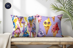 Surreal Ice Cream Cones with Monster Eyes Digital Papers Product Image 2