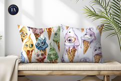 Surreal Ice Cream Cones with Monster Eyes Digital Papers Product Image 2