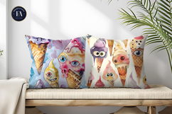 Surreal Ice Cream Cones with Monster Eyes Digital Papers Product Image 2
