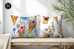 Surreal Ice Cream Cones with Monster Eyes Digital Papers Product Image 2