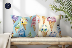 Surreal Ice Cream Cones with Monster Eyes Digital Papers Product Image 2