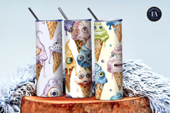 Surreal Ice Cream Cones with Monster Eyes Digital Papers Product Image 3