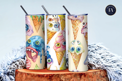 Surreal Ice Cream Cones with Monster Eyes Digital Papers Product Image 3