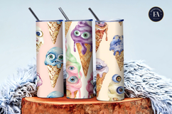 Surreal Ice Cream Cones with Monster Eyes Digital Papers Product Image 3