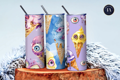 Surreal Ice Cream Cones with Monster Eyes Digital Papers Product Image 3