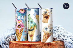 Surreal Ice Cream Cones with Monster Eyes Digital Papers Product Image 3