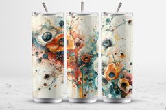 Surreal Watercolor Flowers Tumbler Wrap Sublimation Design Product Image 1