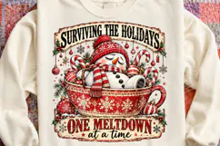Surviving the Holidays PNG | Funny Christmas Snowman Meltdow Product Image 4