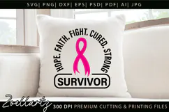 Breast Cancer Awareness SVG Pink Ribbon SVG Faith Hope Cure Product Image 5