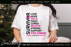 Breast Cancer Awareness SVG Pink Ribbon SVG Faith Hope Cure Product Image 1