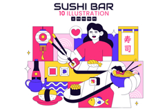 10 Sushi Bar Illustration Product Image 1