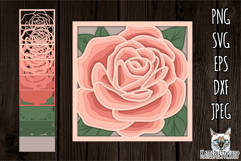 3d layered papercut Flower svg, multilayered rose shadow box Product Image 1