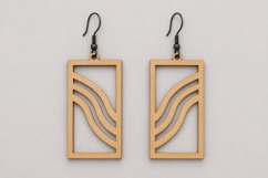 Minimalist Rectangle Wooden Dangle Earrings for Women Product Image 1