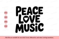 Peace love music text with heart image Product Image 1