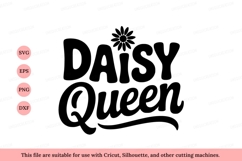 Daisy Queen text with flower black Product Image 1