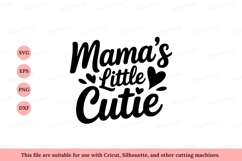 Mama's Little Cutie Text Design hearts black Product Image 1