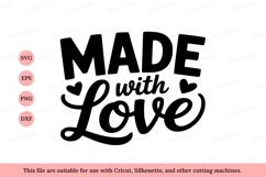 Made With Love Heart Design black white Product Image 1