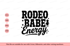 Rodeo Babe Energy Black Text cowboy Product Image 1