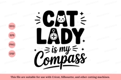 Cat lady compass quote text Product Image 1