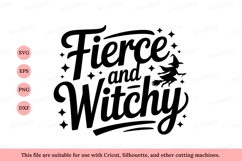 Fierce witchy text and silhouette flying broom Product Image 1