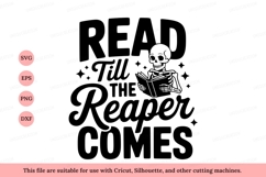 Skeleton reading book till reaper comes image Product Image 1