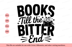 Skeleton reading book till the end text black Product Image 1