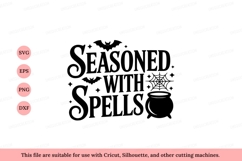 Seasoned with spells Halloween cauldron witch bats Product Image 1